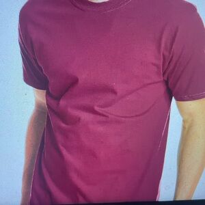 Men's Hanes Beefy T Crew Neck Burgundy  T-Shirt Size L